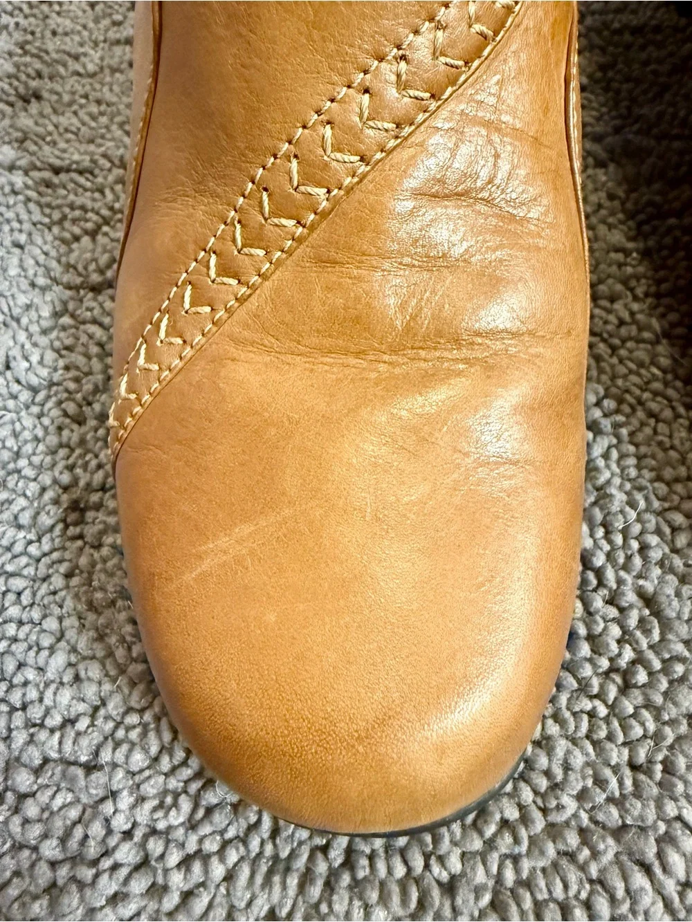 Clarks Tan Leather Ankle Boots Women’s 9W Side Zip Classic Comfort Block Heel